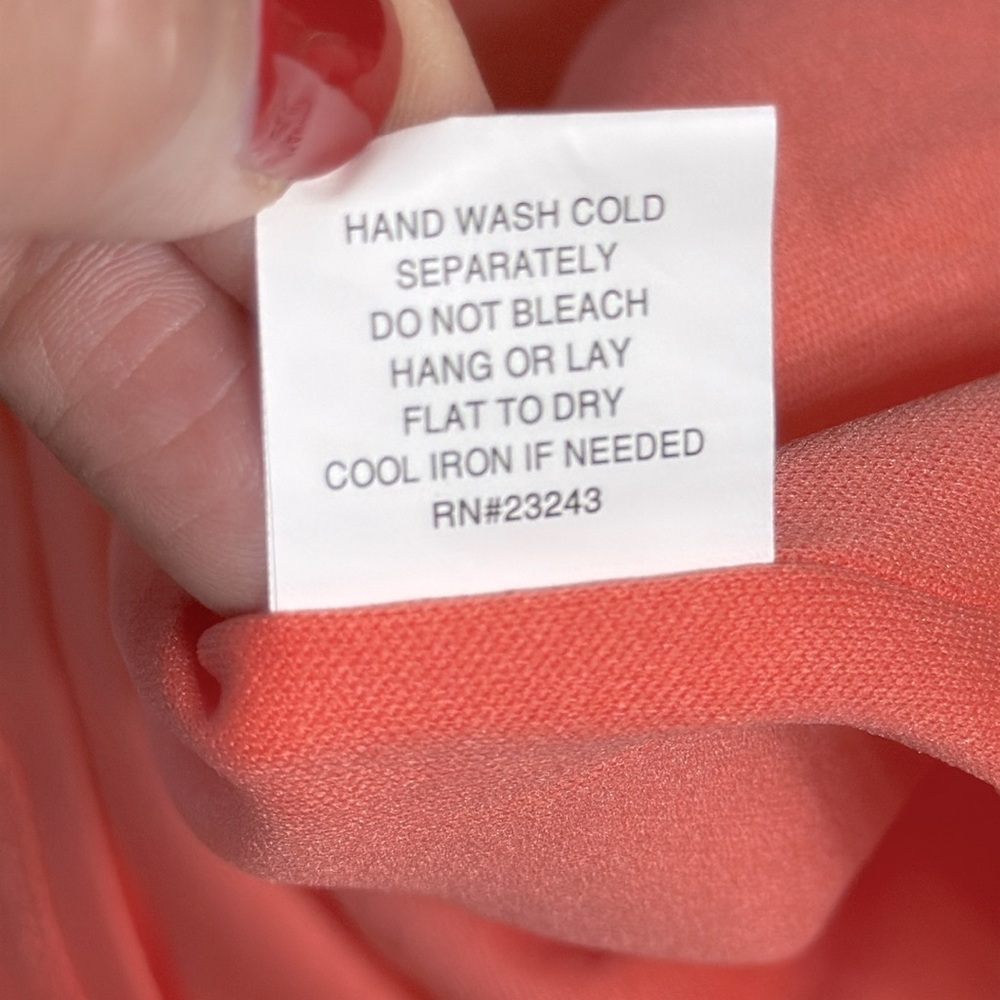 New York & Co Soft Orange Belted V-Neck Classic Midi Dress XS Career Chic New - Picture 13 of 17